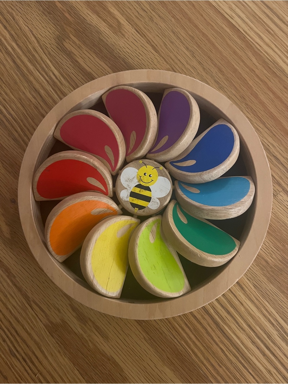 Wooden Rainbow Flower Stacker Toy - Multicolor
